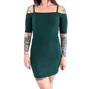 Reformation Kipling Ribbed Bodycon Mini Dress Green | S